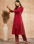 Red A-line Kurta Set