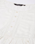 White Solid Chikankari Flared Top