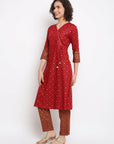 Red A-line Angrakha Kurta Set