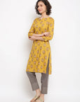 Printed Yellow Musturd Kurta