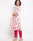 Pink floral A-line kurta set