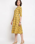Printed Straight Musturd Dress