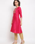 Fuchsia Embroidered Kurta Set
