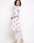 Block Floral Off-White Kurta Set