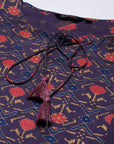 Violet Printed Straight Kurta
