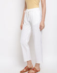 Solid Off White Straight Pant