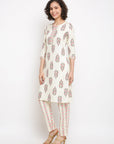 Printed Off-white Kurta Set