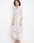 Printed Off-white Kurta