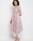 Block Pink Floral Kurta