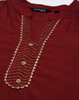 Maroon Brocade Kurta Set