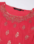 Fuchsia Chanderi Jaquard A-line Kurta Set