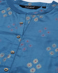 Blue Asymmetric Printed Kurta