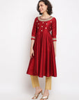 Maroon Brocade Kurta Set