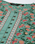 Mint Printed A-line Kurta Set