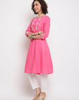 Block Floral Pink Kurta