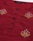 Wine- Coloured Embroidered Kurta Set