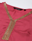 Pink Solid A-line Kurta Set