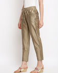 Copper Brown Straight Cotton Trousers