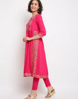 Fucshia Brocade Kurta Set
