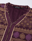 Kalidar Purple Printed Kurta Set