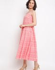 Pink Printed Strapped Dress