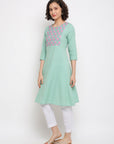 Printed Mint Kurta