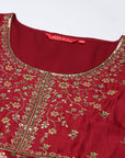 Red Kalidar Brocade Kurta Set
