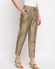 Copper Brown Straight Cotton Trousers
