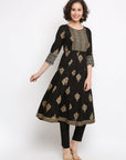 Black Brocade Kurta Set