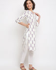 Printed Off-white Kurta