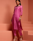 Pink Chanderi Kurta Set