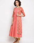 A-line Coral Kurta With Jacket