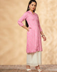 Printed Straight Pink Kurta
