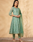 Mint Printed Kalidar Kurta Set