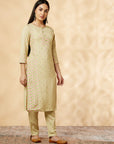 Beige Printed Kurta Set