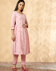 Pink Printed Kurta Set