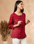 Printed Maroon Top
