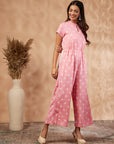 Printed Pink Rayon Jumpsuit