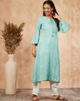 Sage Green Printed A-Line Kurta