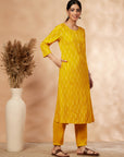 Mustard A-Line Kurta Set
