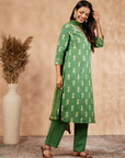 Green Printed Kurta Set
