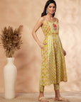 Printed Lime Green Anarkali Kurta Set