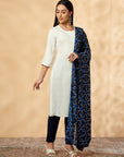 Off-White Embroidered Straight Kurta Set