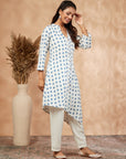 Off-White Print Asymmetric Kurta
