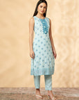 Light Blue Printed Kurta Set