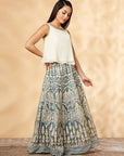 Stylish & Elegant Gold printed Lehenga with Top