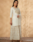 Embroidered Off-White Kurta Set