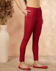 Solid Red Straight Pants