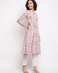 Block Pink Floral Kurta