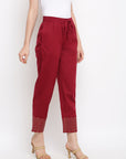 Solid Maroon Ethnic Straight Pant